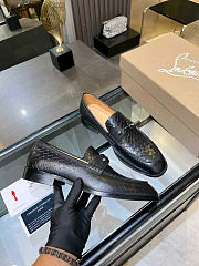Christian Louboutin Black Embossed Leather Loafers for Men - 5