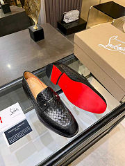 Christian Louboutin Black Embossed Leather Loafers for Men - 3