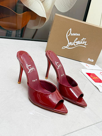 Christian Louboutin Miss Z 100 mirrored leather mules burgundy