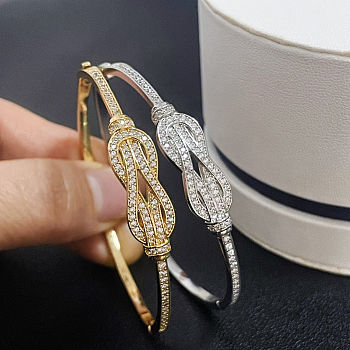  Zirconia Inlaid Knot Wrap Clasp Bracelet 