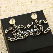 Chanel Lambskin Chain CC Drop Earrings Black Gold - 3
