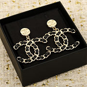 Chanel Lambskin Chain CC Drop Earrings Black Gold - 2