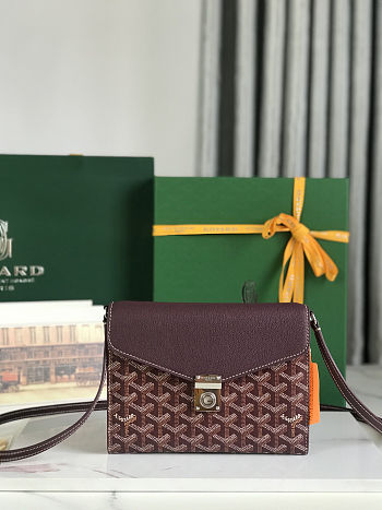 Goyard Goyardine Burgundy Chypre Wallet-Pouch Palladium Hardware Size 21x4x16cm