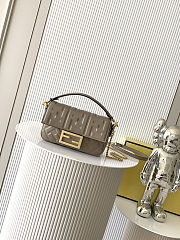 Fendi Nappa FF 1974 Embossed Mini Baguette Dove Gray Size 19x3x11cm - 1