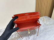 Hermès Kelly Orange Poppy Shiny Alligator Palladium Hardware Size 22cm - 4