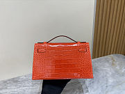 Hermès Kelly Orange Poppy Shiny Alligator Palladium Hardware Size 22cm - 2