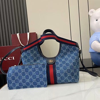 Gucci Giglio Small Tote Bag 'Blue' Size 25x20x15cm