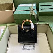 Gucci Diana Nano Black Grained Calfskin Leather Top Handle Bag Size 16.5x 12x 6cm - 1