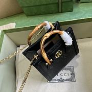 Gucci Diana Nano Black Grained Calfskin Leather Top Handle Bag Size 16.5x 12x 6cm - 5
