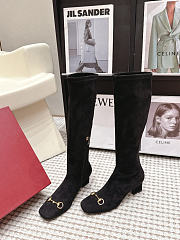 Gucci Black Suede Horsebit Knee Length Boots Heel height 5.5cm - 6