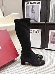 Gucci Black Suede Horsebit Knee Length Boots Heel height 5.5cm - 4