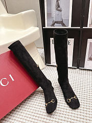 Gucci Black Suede Horsebit Knee Length Boots Heel height 5.5cm - 3