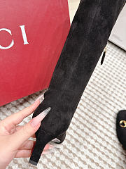 Gucci Black Suede Horsebit Knee Length Boots Heel height 5.5cm - 2