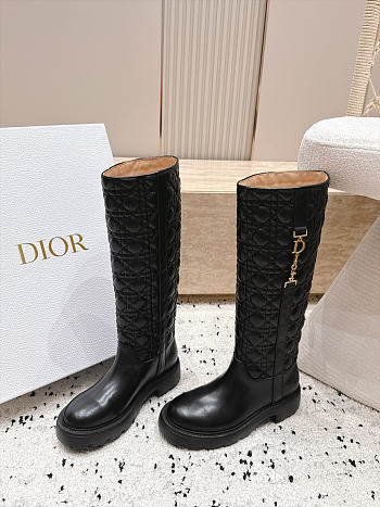 Diorly Ankle Boot Black Calfskin and Quilted Cannage Lambskin gold-finish metal 