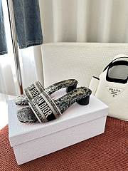Dior Dway Heeled Slide Cotton Embroidered with Metallic Thread and Black KCQ902DQB_S09X - 1