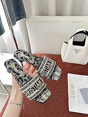 Dior Dway Heeled Slide Cotton Embroidered with Metallic Thread and Black KCQ902DQB_S09X - 4