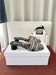 Dior Dway Heeled Slide Cotton Embroidered with Metallic Thread and Black KCQ902DQB_S09X - 2