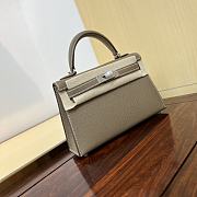 Hermès Mini Kelly Etoupe Epsom Palladium Hardware Size 20 x 12 x 6 cm - 5