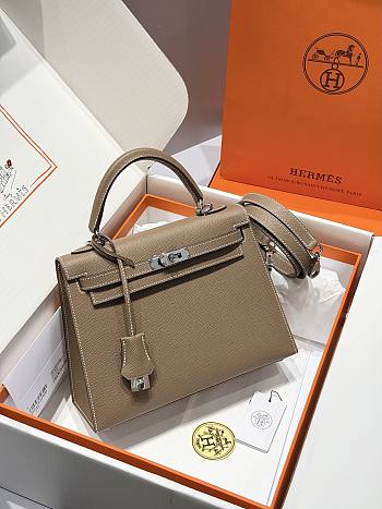 Hermès Etoupe Epsom Kelly 25 Sellier Palladium Hardware Size 25cm