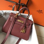 Hermes Chevre Chamkila Mini Kelly Sellier 20 Rouge H Size 20cm - 1