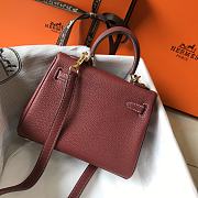 Hermes Chevre Chamkila Mini Kelly Sellier 20 Rouge H Size 20cm - 5