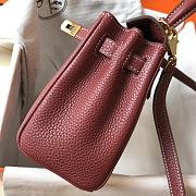 Hermes Chevre Chamkila Mini Kelly Sellier 20 Rouge H Size 20cm - 3
