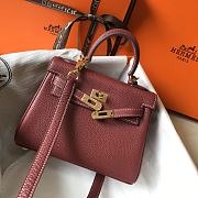 Hermes Chevre Chamkila Mini Kelly Sellier 20 Rouge H Size 20cm - 4