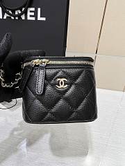 Chanel Caviar Quilted Mini Vanity Case With Chain Black Size 10x9x7cm - 3