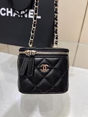 Chanel Caviar Quilted Mini Vanity Case With Chain Black Size 10x9x7cm - 2