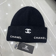 Chanel CC Logo Ribbed Beanie - 1