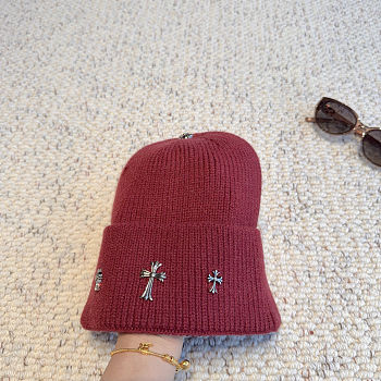 Chrome Cross Burgundy Beanie