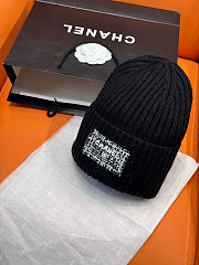 CHANEL Cap Cashmere Navy Blue Black & White - 6