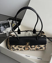 Chanel Calfskin Tweed Mixed Fibers Leopard Print Urban Essentials Small Shopping Bag Brown Black White - 6