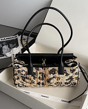 Chanel Calfskin Tweed Mixed Fibers Leopard Print Urban Essentials Small Shopping Bag Brown Black White - 4