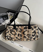 Chanel Calfskin Tweed Mixed Fibers Leopard Print Urban Essentials Small Shopping Bag Brown Black White - 3