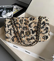 Chanel Tweed Mixed Fibers Leopard Print Small Souplissimo Maxi Flap Brown Black White Handbag - 1
