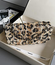 Chanel Tweed Mixed Fibers Leopard Print Small Souplissimo Maxi Flap Brown Black White Handbag - 6