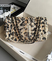 Chanel Tweed Mixed Fibers Leopard Print Small Souplissimo Maxi Flap Brown Black White Handbag - 3