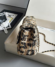 Chanel Tweed Mixed Fibers Leopard Print Small Souplissimo Maxi Flap Brown Black White Handbag - 2