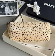 Chanel Pony Hair Cheetah Printed Lambskin Clutch With Chain Beige Black 7.5x27x12cm - 6
