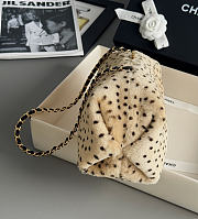 Chanel Pony Hair Cheetah Printed Lambskin Clutch With Chain Beige Black 7.5x27x12cm - 5
