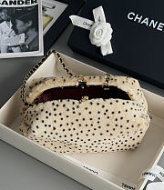 Chanel Pony Hair Cheetah Printed Lambskin Clutch With Chain Beige Black 7.5x27x12cm - 4