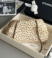Chanel Pony Hair Cheetah Printed Lambskin Clutch With Chain Beige Black 7.5x27x12cm - 3
