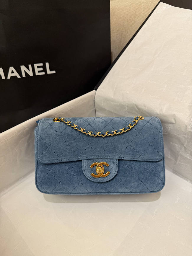 Chanel Suede Calfskin Mini Souplissimo Flap Dark Blue Size 13x20x6cm - 1