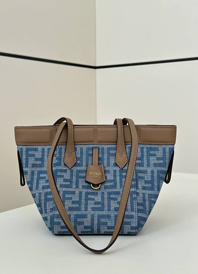 Fendi Origami Mini Dark blue FF denim fabric mini bag Size 15x15x19cm - 1