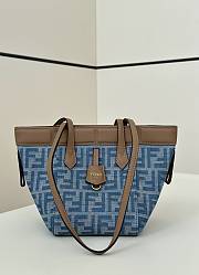 Fendi Origami Mini Dark blue FF denim fabric mini bag Size 15x15x19cm - 1