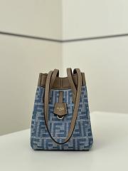 Fendi Origami Mini Dark blue FF denim fabric mini bag Size 15x15x19cm - 4