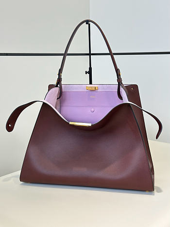 Fendi Dark brown leather and violet suede bag Size 43x16x32cm