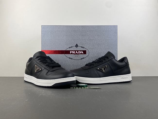 Prada Downtown Low Top Sneakers Leather Black Black White  2EE364_3LJ6_F0002 - 1